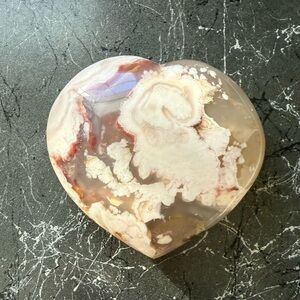 Beautiful Flower Agate Heart with Imperfections 3 x 3.5